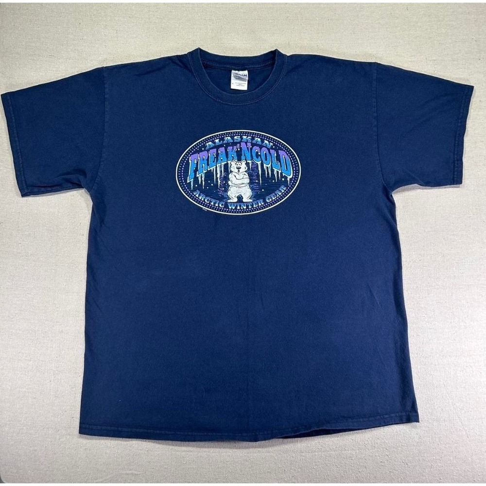 Alaskan Freak'n Cold Polar Bear Graphic T-Shirt Mens‎ XL Navy Blue ACE